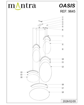 OASIS * LAMPARA LED 72W ORO - 5 COLGANTES - DIMABLE TRIAC